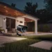 Outdoor security camera with night vision monitoring a modern home at dusk; weatherproof housing. - shupix